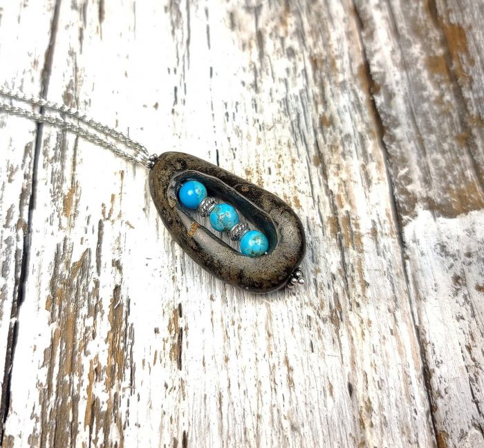 Arizona River Rock with 6mm Arizona Turquoise