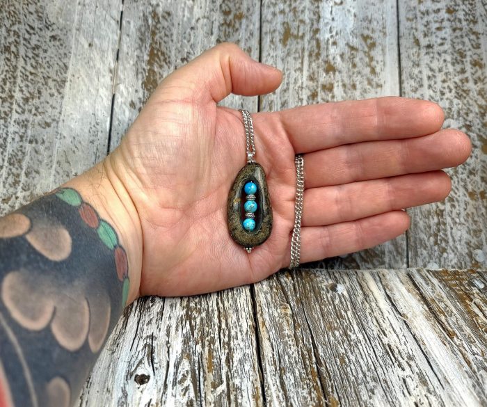 Arizona River Rock with 6mm Arizona Turquoise