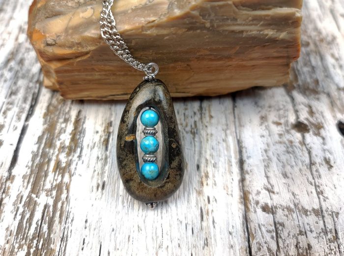 Arizona River Rock with 6mm Arizona Turquoise