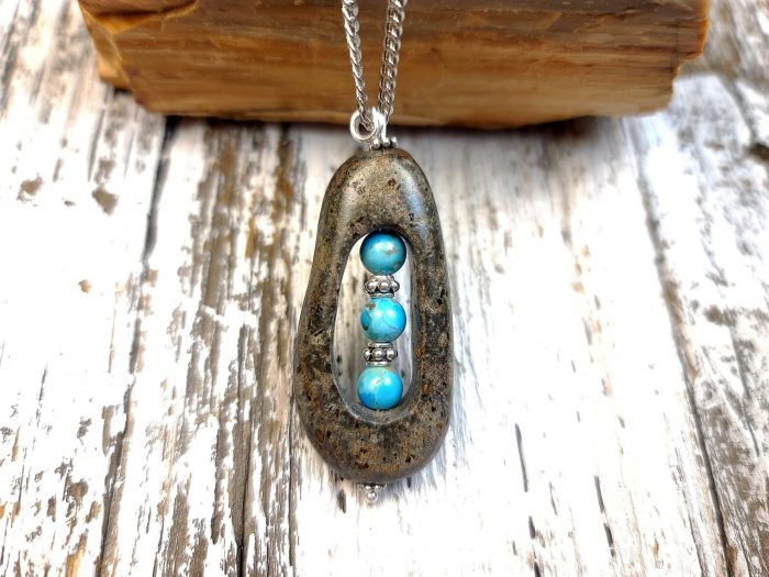 Arizona River Rock with 6mm Arizona Turquoise