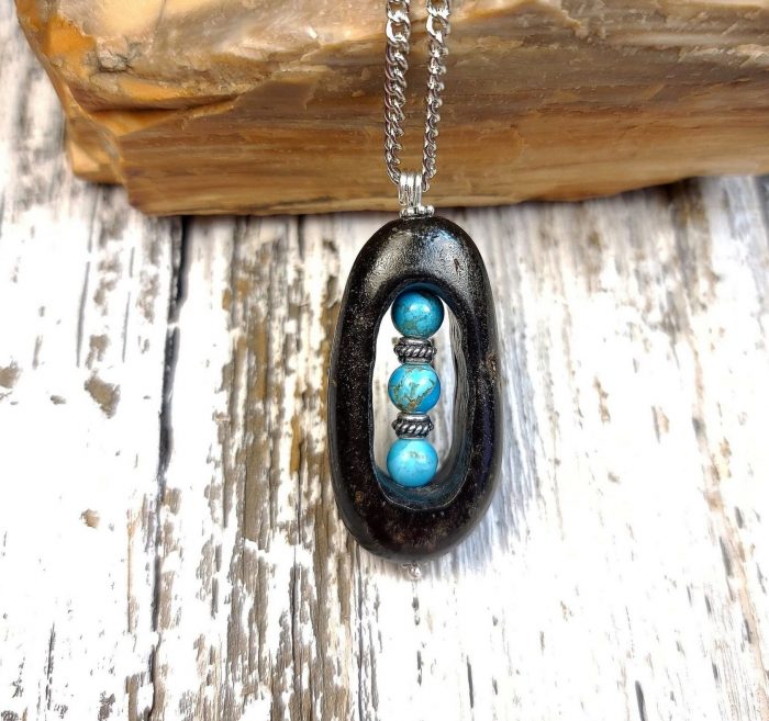 Arizona River Rock with 6mm Arizona Turquoise