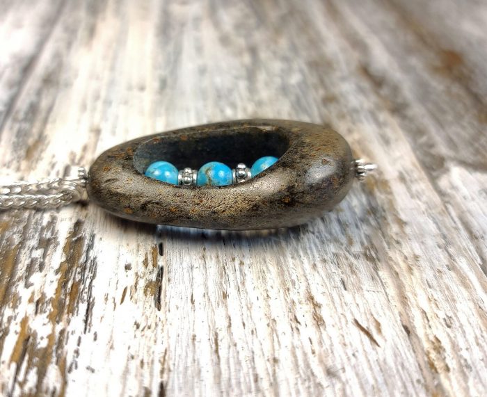 Arizona River Rock with 6mm Arizona Turquoise