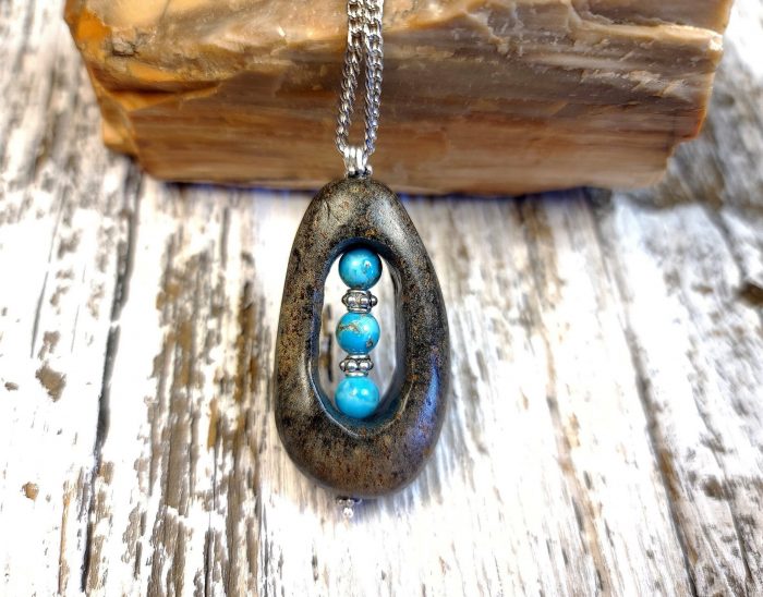 Arizona River Rock with 6mm Arizona Turquoise