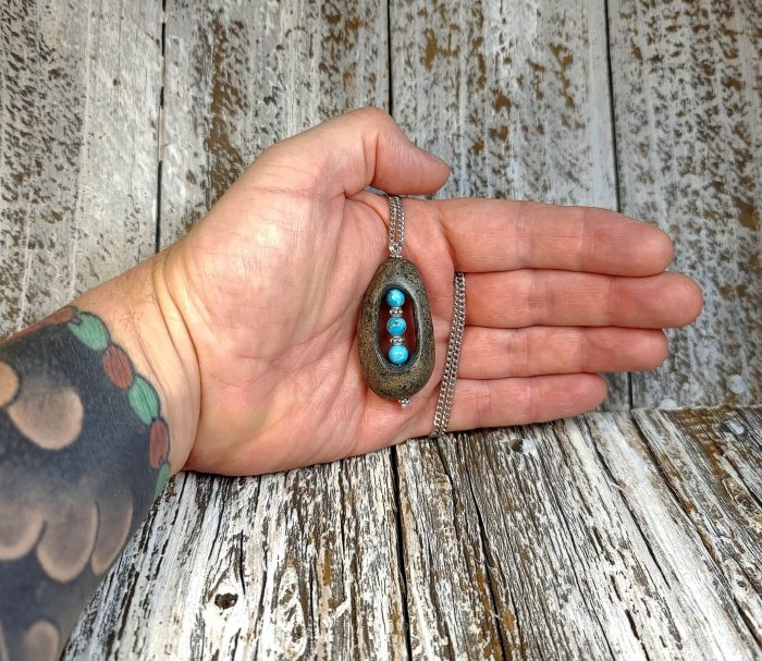 Arizona River Rock with 6mm Arizona Turquoise