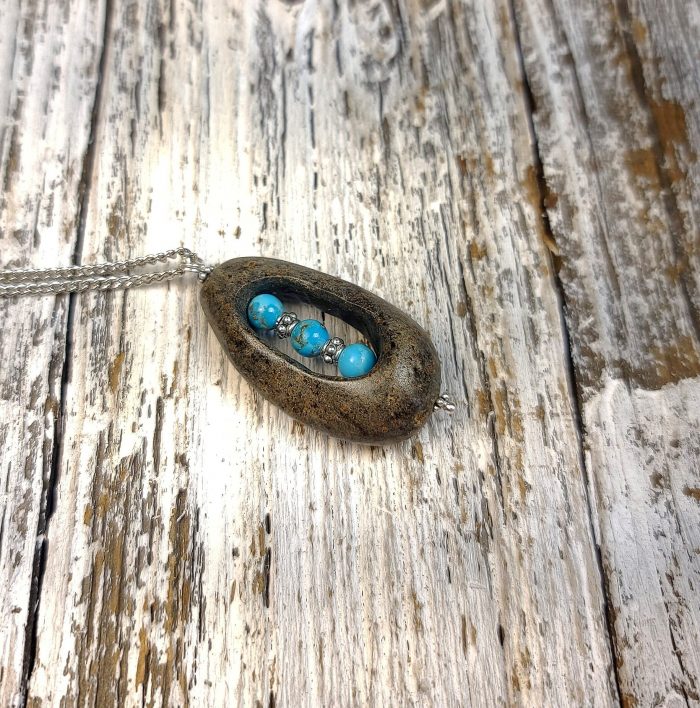 Arizona River Rock with 6mm Arizona Turquoise