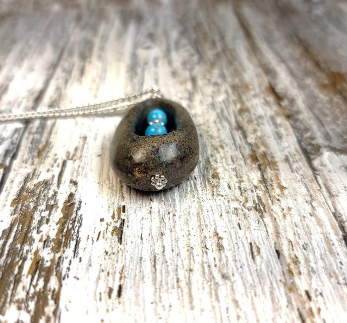 Arizona River Rock with 6mm Arizona Turquoise