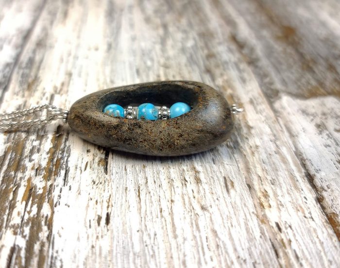 Arizona River Rock with 6mm Arizona Turquoise