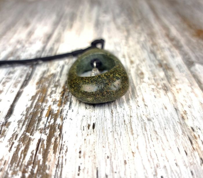 River Rock with Sterling Silver Lotus Flower Charm