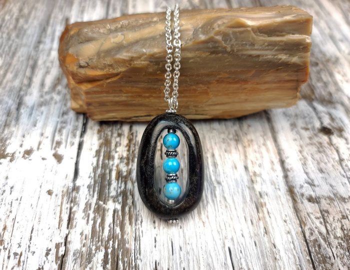 Arizona River Rock with 6mm Arizona Turquoise