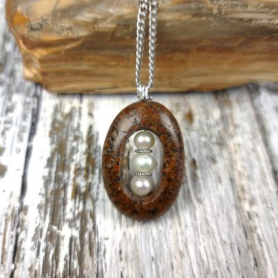 Latvian River Rock with Freshwater Pearls